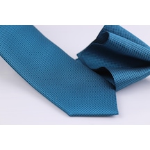 Demfashion Özel Desenli Kravat Mendil Seti - Mavi (533048182) Mavi
