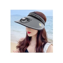 Worryfreeshopping Kadın Usb Şarj Fanı Güneş Koruması Geniş Kenarlı Ayarlanabilir Güneş Şapkası Nm6637-beyaz - Siyah
