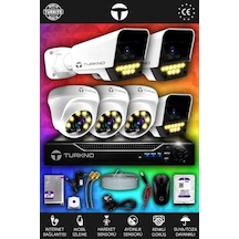 Turkno 6 Kameralı Supia 3 İç Kamera Set 1 TB 5 MP 2K Net Renkli Gece Görüşlü Güvenlik Kamerası Sistemi