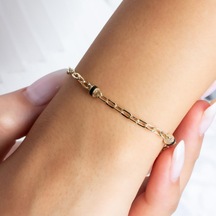 Altın Siyah Mineli Bileklik BLA09024 Sarı Altın