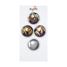 Jojo Animesi Gyro Zeppeli Anime 3'lü Metal Rozet Seti 58mm İğneli Buton Çanta Yaka Rozeti Çok Renkli