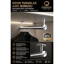 Krom Yuvarlak Askı Borusu Seti 130 Cm Paslanmaz Metal Dolap İçi Elbise Askılık Sistemi Çoklu Renk