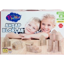 Kutuda Ahşap Renkli Bloklar 60 Parça