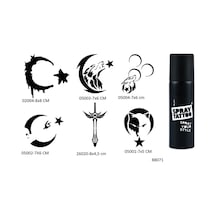 Airbrush Tattoo Türkçü Milliyetçi Desenler Şablon + Siyah Sprey Geçici Dövme Seti 6'lı