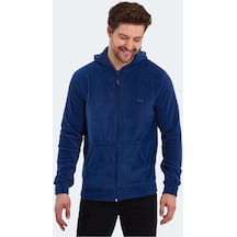 Slazenger SAMSON IN Erkek Fermuarlı Kapüşonlu Cepli Indigo Polar