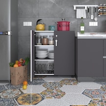 Kenzlife mutfak dolabı çilem 088*070*032 gri kilitli tekerlekli banyo evrak ofis kitaplık ayakkabılık kiler