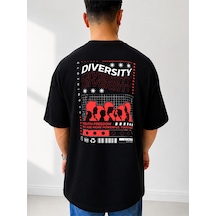 525 Oversize Sırt Baskılı Streetwear Unisex T-shirt Diversity Siyah
