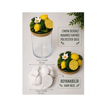 Boyanabilir Limon Desenli Kavonoz Kapağı Polyester Obje Beyaz - 909313887