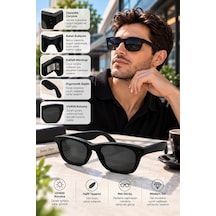 Kameralı Akıllı Güneş Gözlüğü Smart Glasses Siyah Şık Tasarım