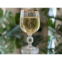 Çnr Home Collection Bohemia Kristal Optik Kadeh Seti 6 'lı - Gerçek Altin Yaldiz Ağizli Şik Cam Kadeh Gri