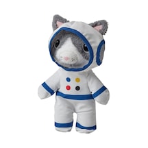 Aftonsparv 28 Cm Çıkarılabilir Astronot Giysili Kedi Yumuşak Peluş Oyuncak Gri Uzay Temalı