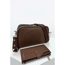 Just Polo Kadın Lakost Ayarlanabilir Askılı Çapraz Omuz Çantası Ve Cüzdanı Kombin Shoulder Bag Kahverengi