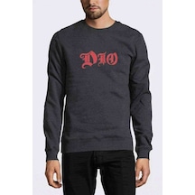 Dio Baskılı Füme Erkek Örme Sweatshirt