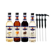 Kahve Ve Kokteyl Şurubu 700 Ml 4'lü Set Karamel+vanilya+çikolata+beyaz Çikolata + 4 Adet Pompa