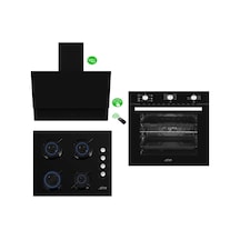 Afm Tech Black Turmalin Plus FM7600B-FM2200B-FM3400B 3'lü Kumandalı Cam Ankastre Set