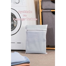 Porsima 3130 Çamaşır Yıkama Filesi Fermuarlı Bölmeli Ayakkabı Yıkama Filesi Deforme Önleyici Torba File Bej