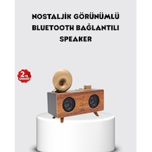 Retro Gramofon Tasarımlı Bluetooth Hoparlör 3d Stereo Ses, 1800 Mah Batarya