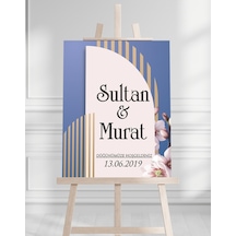 Söz Nişan Düğün İçin 50x70 Karşılama Panosu - Beyaz Gün Tasarımlı
