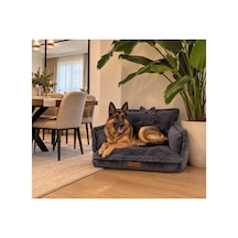 Peluş Fiyonklu Kedi Ve Köpek Koltuğu Tamamen Fermuarlı Çıkarılabilir İç Minder Boncuk Elyaf Kaydırmaz Taban Kedi Ve Köpek Yatağı Antrasit Peluş Gri - 939595052