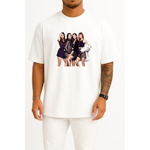 Bahriyeli Collection Oversize Blackpınk Magazine Gq K-pop Elle Göğüs Tasarımlı Unisex T-shirt Beyaz