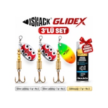 Fishack Glidex 3'lü Döner Kaşık Seti + Klima Bombası - Silver Ladybug 5 Gr No:2 + Silver Ladybug 7 Gr No:3 + Gökkuşağı 7 Gr No:3