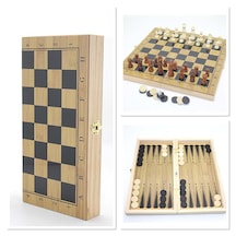 Ahşap Kutulu Tavla Ve Satranç Seti 34 Cm