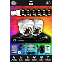 Turkno 8 Kameralı Ultia 2 İç Kamera Set 500 GB 5 MP 2K Net Renkli Gece Görüşlü Güvenlik Kamerası Sistemi