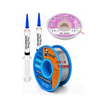 Lehimleme Seti 0,8 Mm 40 G Lehim Teli + 2,0 Mm 1,5 M Lehim Sökme Fitili Ve Krem Flux Seti Tk25