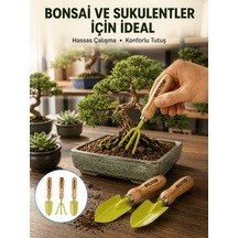 Lexroo Saksı Bitkileri İçin Bahçe El Aleti Seti Ergonomik Ahşap S