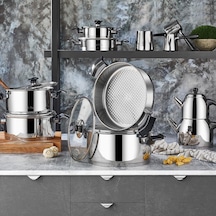 Aryıldız King İdeal Cam Kapak 20 Parça Çelik Çeyiz Seti - Siyah