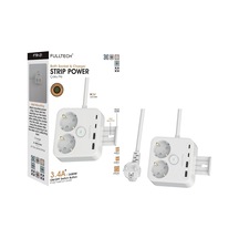 Akım Korumalı 2'li Priz, Çocuk Korumalı Ve Isıya Dayanıklı Yapı, 2x Usb 2x Usb A Girişli Tasarruflu Adaptör, 2 Metre Uzatma Kablosu 1