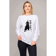 Anime One Punch Man Baskılı Beyaz Kadın Sweatshirt (534615062)