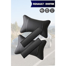 Renault Duster Uyumlu Siyah Set Deri Yastık Deri Kemer Koruyucu Lüks