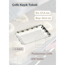 Köşeli Kayık Tabak 24,4 Cm Paslanmaz Çelik Tabak Gri