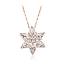 Gümüş Rose Beyaz Lotus Çiçeği Kolye Sl3468 Gümüş
