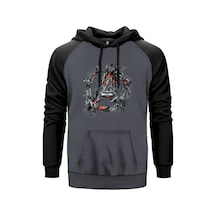 Avengers Logo 2 Gri Reglan Kol Kapşonlu Sweatshirt Gri