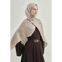 Armine Elegance İpek Pamuk Dama Şal 07 Vizon