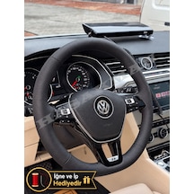 Vw Golf 7 Dikme Direksiyon Kılıfı Premium Komple Delikli Deri Siyah Dikiş 2012-2017