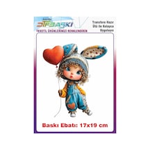 Sevimli Kız Ütü İle Yapışan Tişört Tekstil Baskı 3262