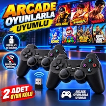 Schitec 2 Adet Kablosuz Arcade Oyun Kolu Seti Usb Alıcılı Retro Oyun Konsolu Uyumlu