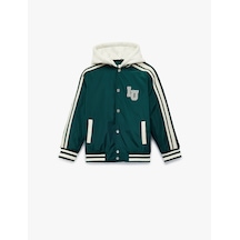 Koton Uzun Kollu Cepli Çıkarılabilir Kapüşonlu Oversize Kolej Ceket Yeşil 6skb20016tw