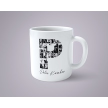 Kişiye Özel İsimli Atatürk Resimleri İle Bezenmiş P Harfi Baskılı Kupa Bardak