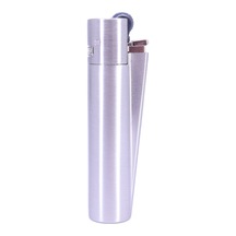 Clipper Özel Kutusunda Metal Çakmak - Mat Gümüş Brushed Silver