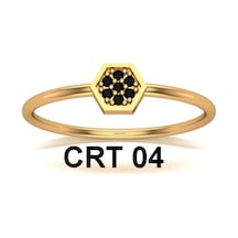 Çgk Çiğdem Gürel Kuyumculuk Siyah Taşlı Altıgen Altın Yüzük Gold