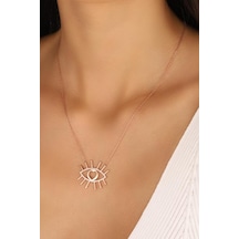 Taşsız Ra Gözü Gümüş Kolye Rose Gold
