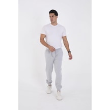 Erkek Kışlık Üç İplik Lastikli Eşofman Pantolon - Gri