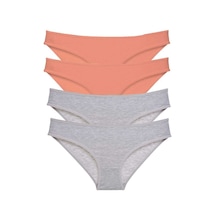 Royaleks 4 adet Süper Eko Set Likralı Kadın Slip Külot Pudra Gri RYL-EKO4022 Gri