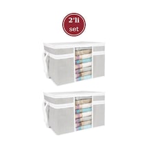 Onikiden Pencereli Hurç, Yastık Havlu Kazak Çamaşır Saklama Çantası Organizer 40x45x30cm 2 Adet