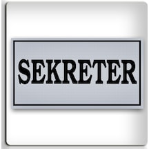 Sekreter - Yönlendirme Levhası - Kendinden Yapışkanlı Metalik Gümüş Gri Tabela 8x15 Cm