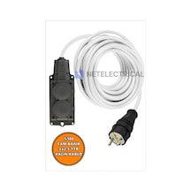 Kauçuk 2'li Topraklı Grup Priz Uzatma Kablosu 22 Metre 3x2.5 Mm² Ttr Kalın Beyaz Kablolu 22 Metre